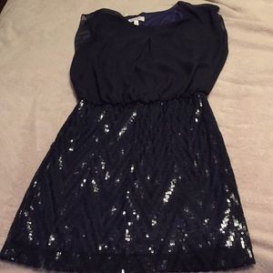 Sequined blue mini dress